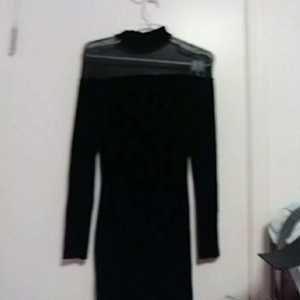 Black Velvet long sleeve evening dress.